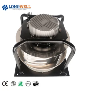 LONGWELL 350mm 230v 700w Aluminum Impeller HVAC EC Exhaust Fan Backward Curved Centrifugal Fan With Support Bracket EC FAN