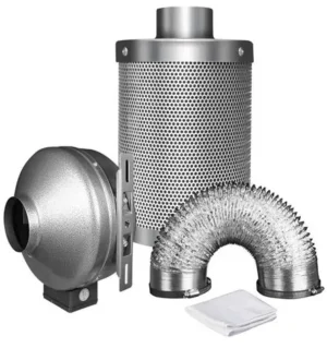 LONGWELL Activated Carbon Filter Grow Tent 10-Inch Cartridge Pre Air Filter Media 38/50 MM Plastic Duct Fan
