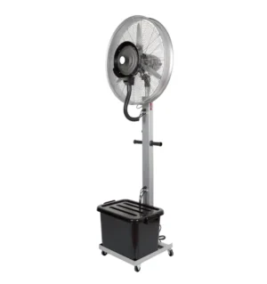 LONGWELL Factory Wholesale Mist Fan with Water Tank Wheel Mobile Pedestal Stand Powered Vertical Spray Mist Fan for Outdoor