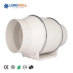 LONGWELL OEM 6 Inch AC Duct Inline Fan 115v 2480RPM HVAC Ventilation System Axial Flow Fan Low Noise Plastic Duct Fan Exhaust