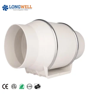 LONGWELL OEM 6 Inch AC Duct Inline Fan 115v 2480RPM HVAC Ventilation System Axial Flow Fan Low Noise Plastic Duct Fan Exhaust
