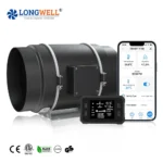 LONGWELL Quiet 6 Inline Duct Fan with Temperature Humidity VPD Controller WiFi Integrated App Control – Ventilation Exhaust Fan