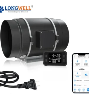 LONGWELL Smart WIFI APP Inline Duct Ventilation Fan 4 5 6 8 Inch Programmable Controller EC Motor Exhaust Air Blower Duct Fan
