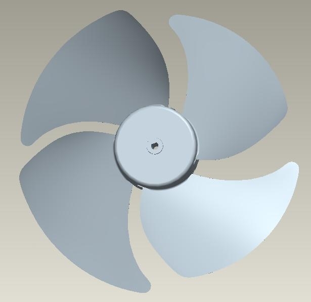 Plastic axial impeller in glass-filled composite for an HVAC condenser