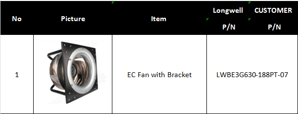 AHU centrifugal fan, 630mm backward-curved plug fan with RS485 control