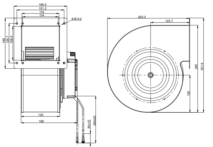 Technical drawing for LWFE3G180-102SS-03-00 showing identical 180mm depth