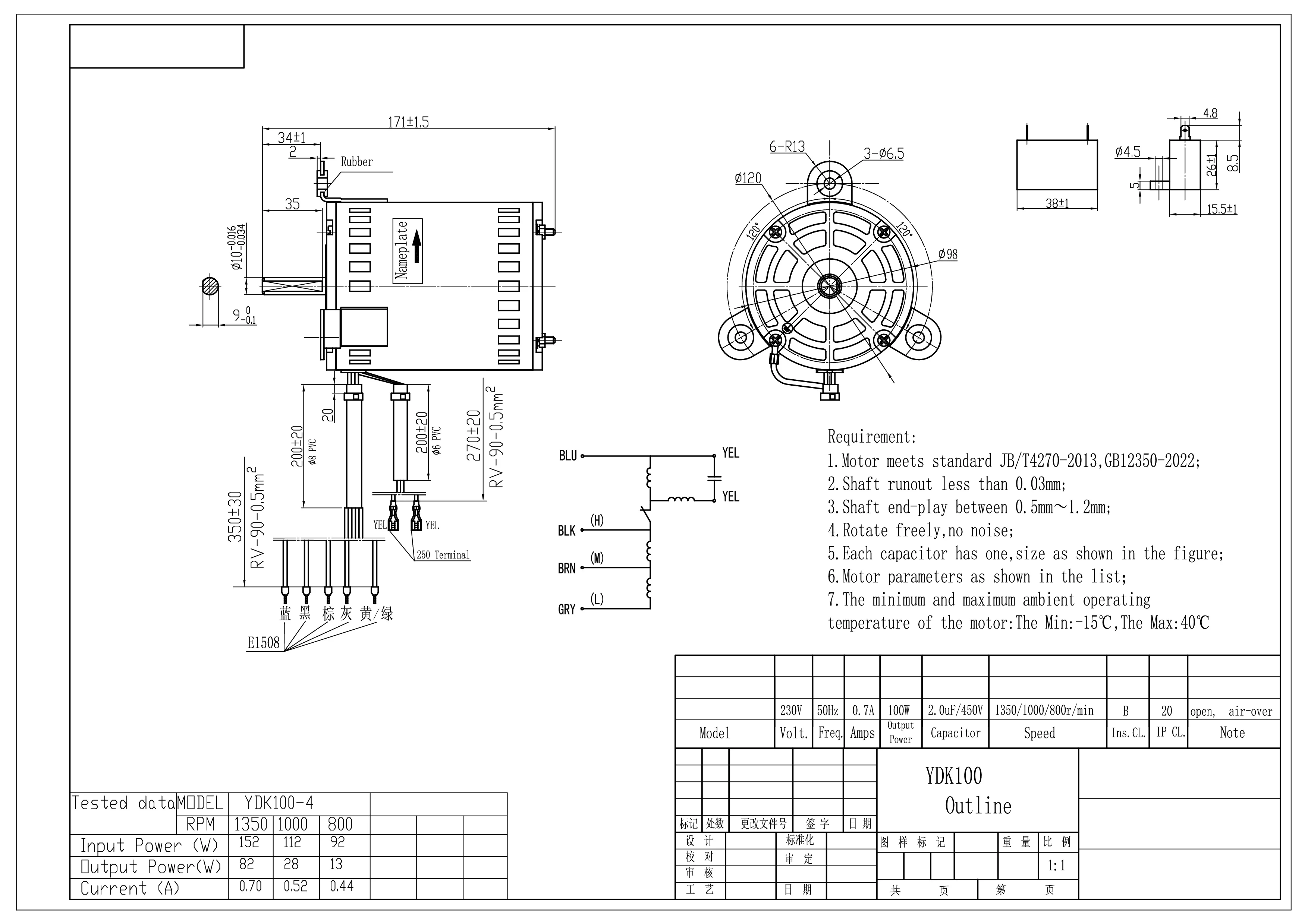 Customer reference photo of a YDK-100 series motor