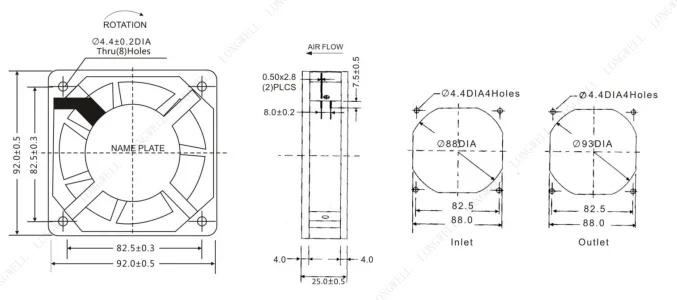 LWAA2E925SS-5PYW-17 technical drawing