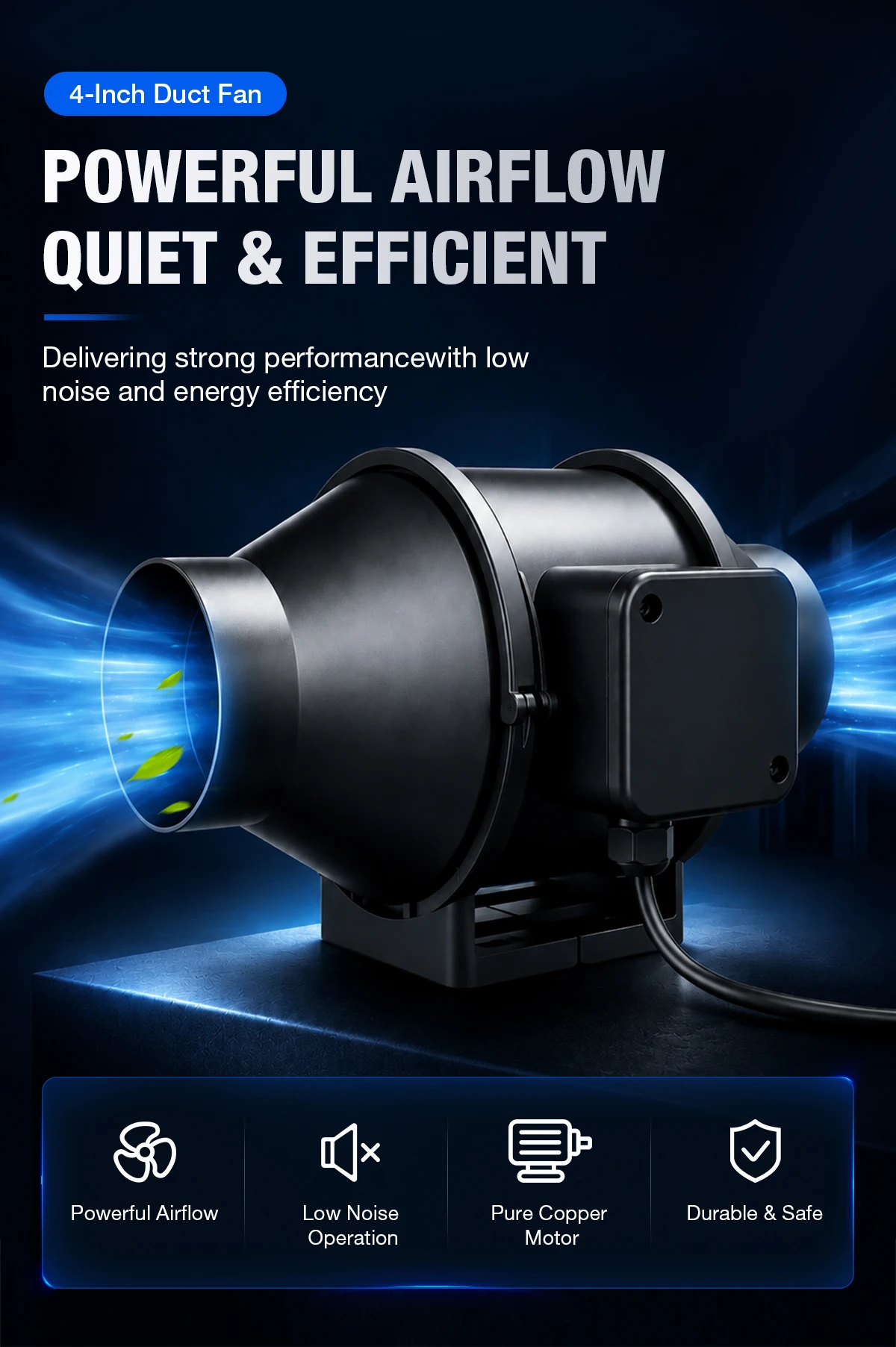 4 Inch EC Inline Duct Fan