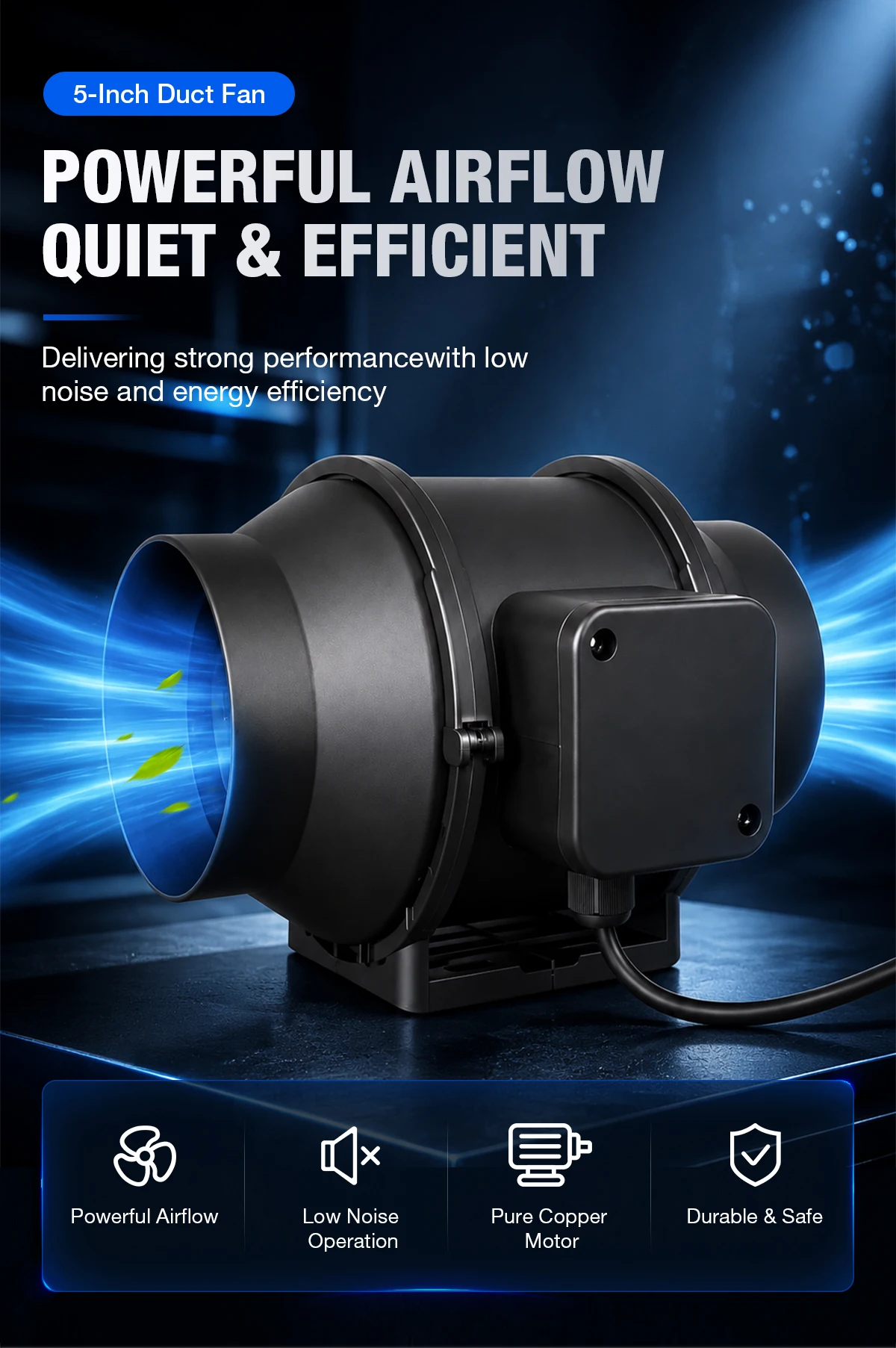 5 Inch EC Inline Duct Fan