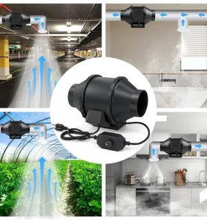 LONGWELL 5 Inch EC Inline Duct Fan 110V Quiet Wall Ceiling Mounted