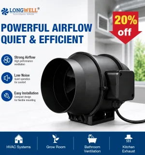 LONGWELL Wholesale 6 Inch 110V 220V Silent Greenhouse Air Ventilation Inline Duct Fan Extractor Duct Fans