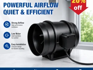 Ventilateur de conduit en ligne LONGWELL de 8 pouces avec variateur de vitesse continu