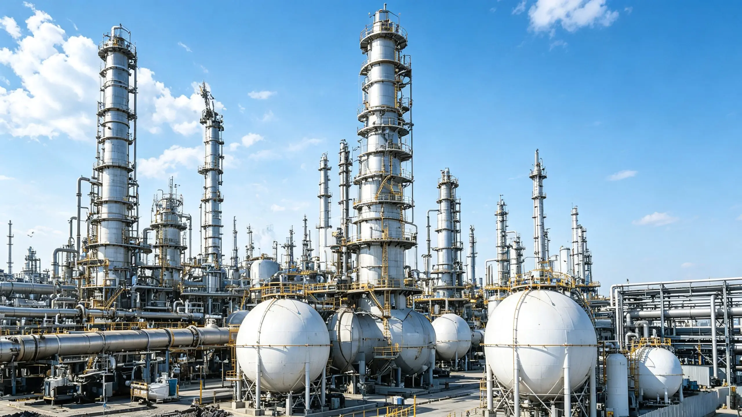 Petrochemical plant facility where explosion-proof axial fans provide safe ventilation