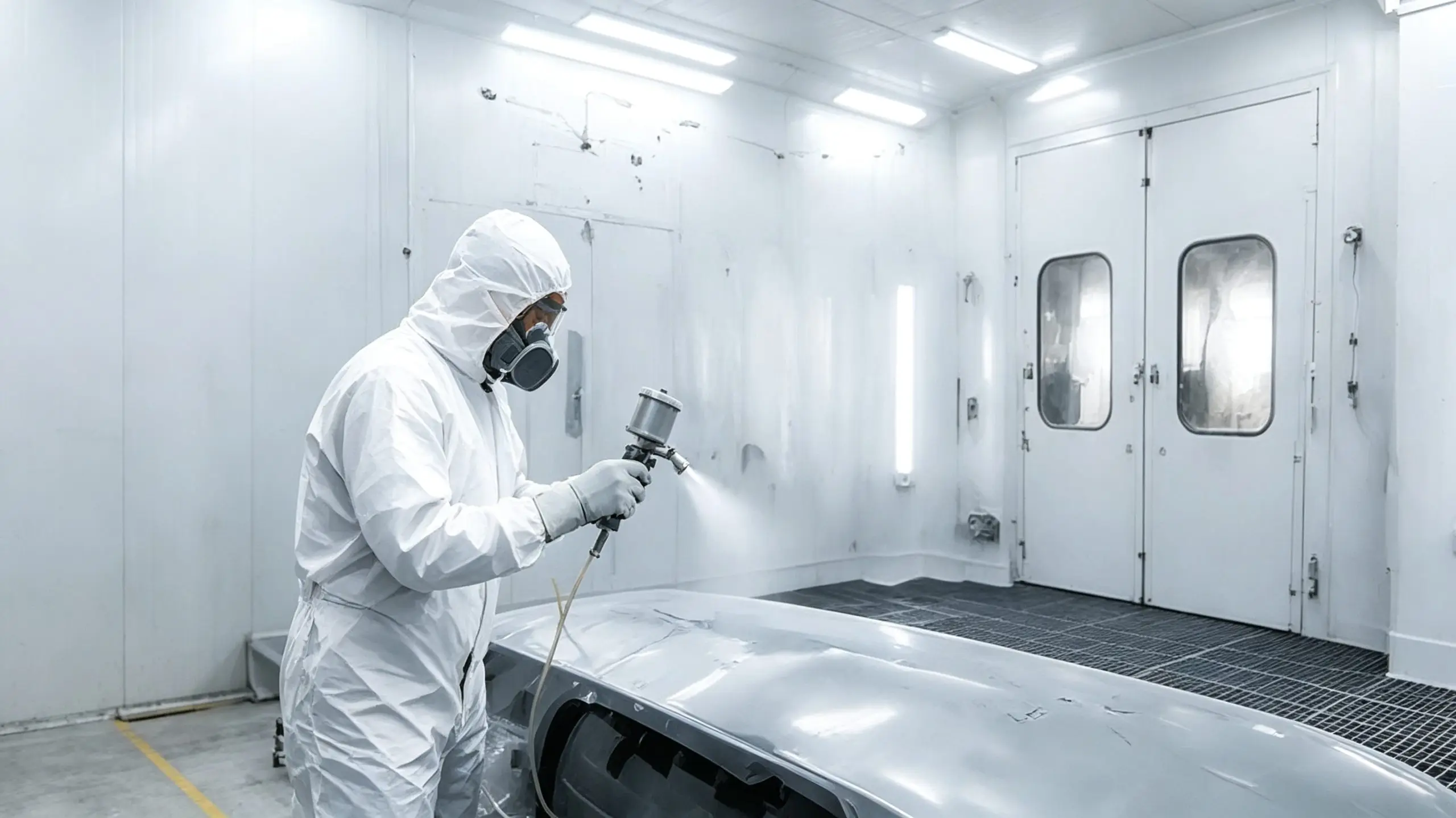 Paint spraying booth with explosion-proof exhaust fan