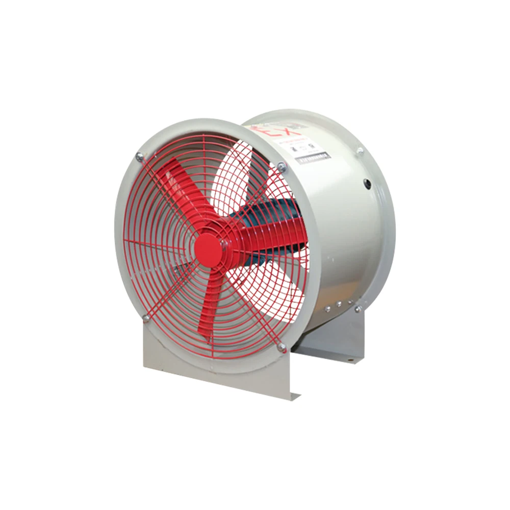 Fixed-type explosion-proof axial fan mounted on industrial floor for continuous ventilation