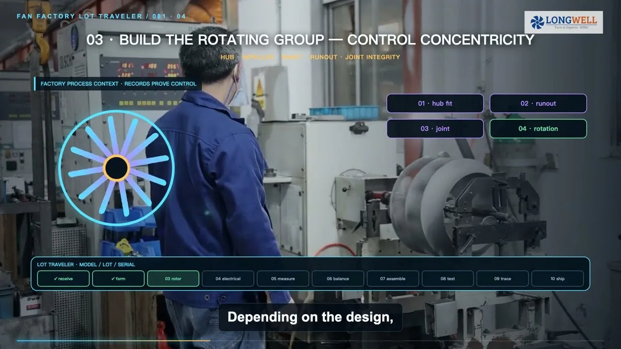 Fan factory production line assembling centrifugal blowers