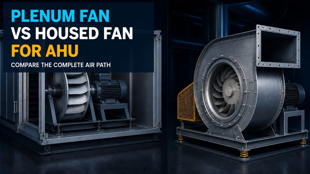 Plenum fan mounted on a bulkhead inside an air handling unit