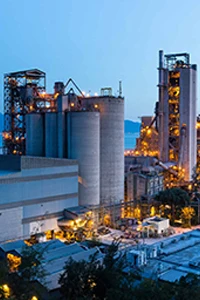Coal-fired power plant at night