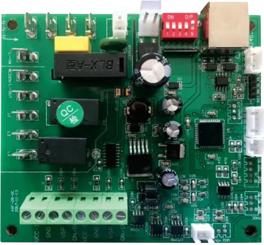 Representative Longwell EC controller board used to explain that commutation and interface details are model-specific
