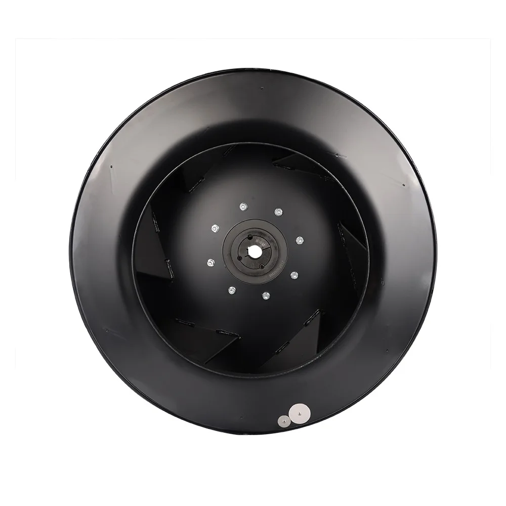 Airfoil-style centrifugal wheel with visibly formed blade sections; performance is not shown