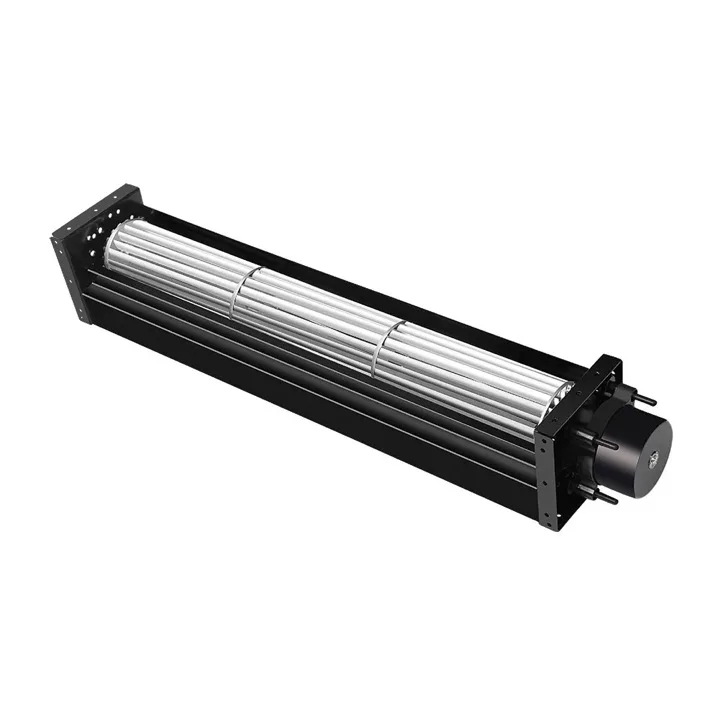 Cross-flow blower with visible long cylindrical wheel and housing