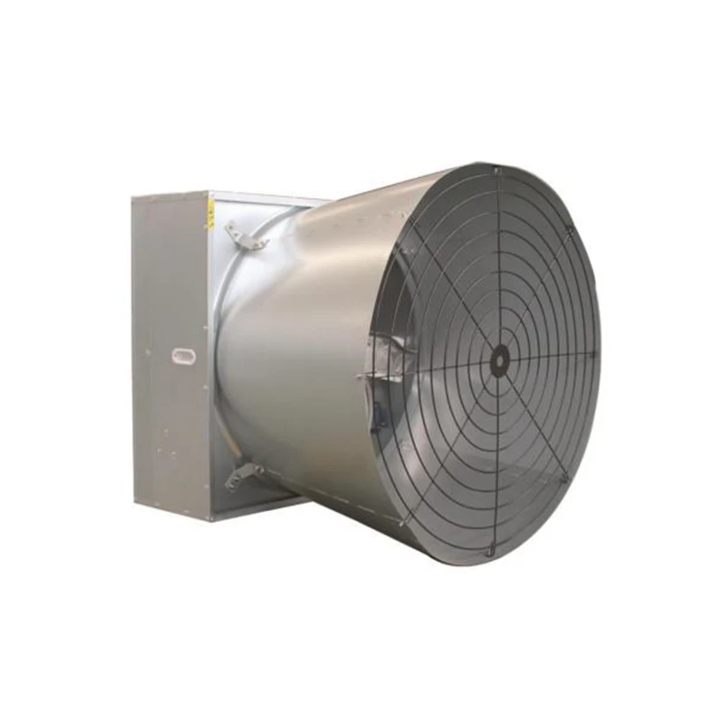 Longwell shutter and cone axial exhaust fan on a white background