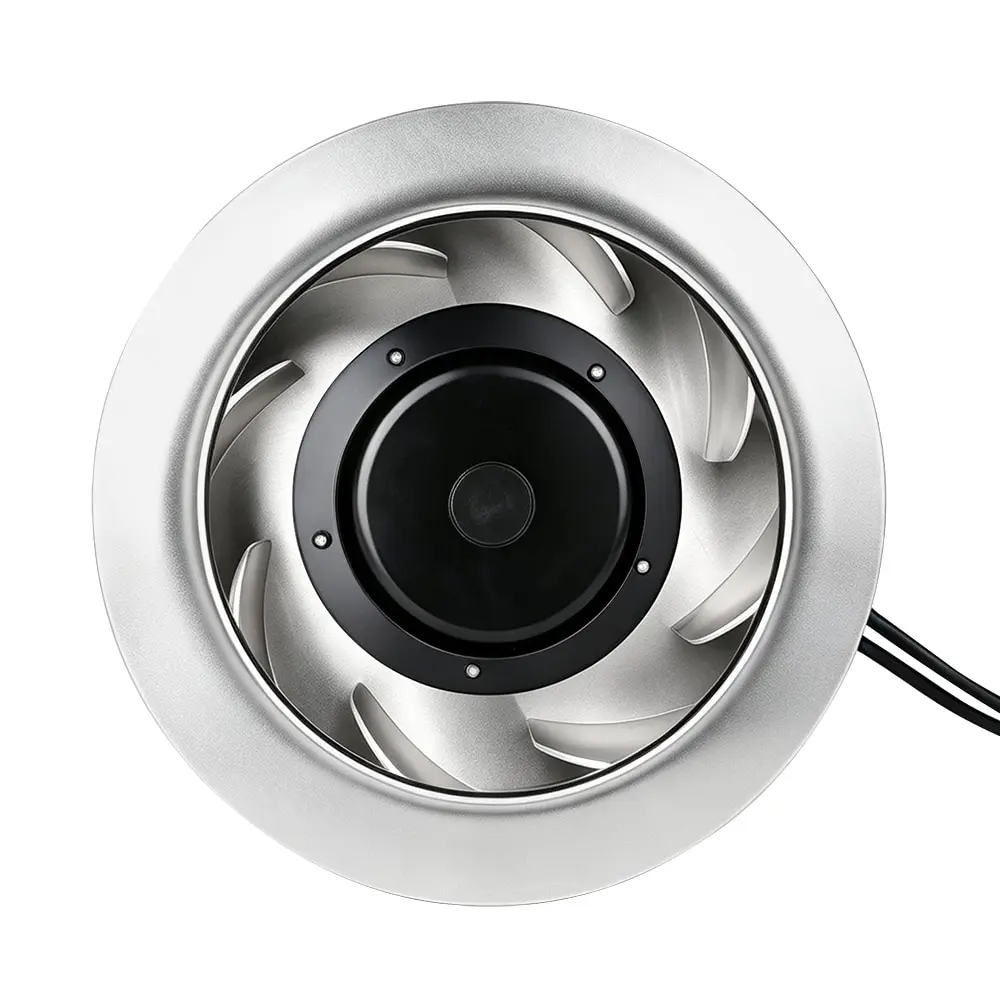 Longwell EC250 backward-curved centrifugal fan on white for clean-air-side architecture context