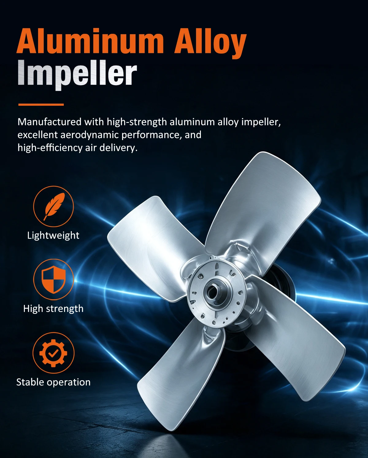 High-strength lightweight aluminum alloy impeller blades