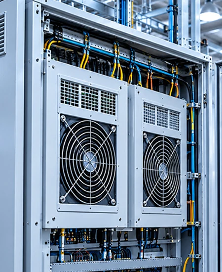 LWLDB blower providing forced-air cooling for electrical equipment