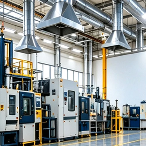 Industrial ventilation of a production hall using LWFDF4-72 centrifugal fans