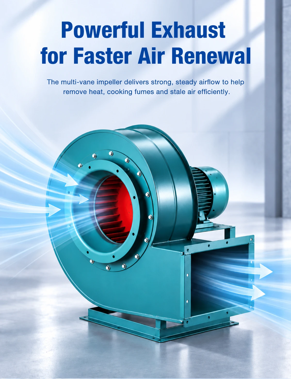 Powerful exhaust for faster air renewal of LWFDF-11 centrifugal fan