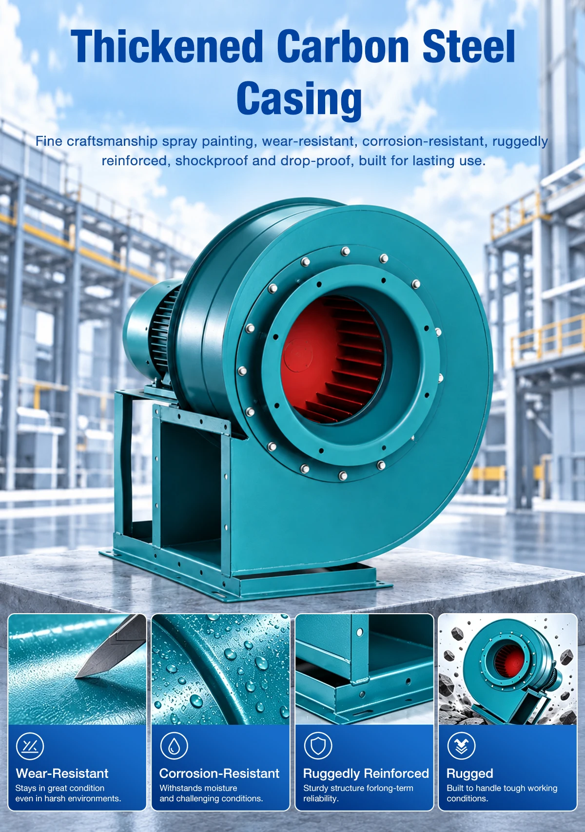 Thickened carbon steel casing of LWFDF-11 centrifugal fan