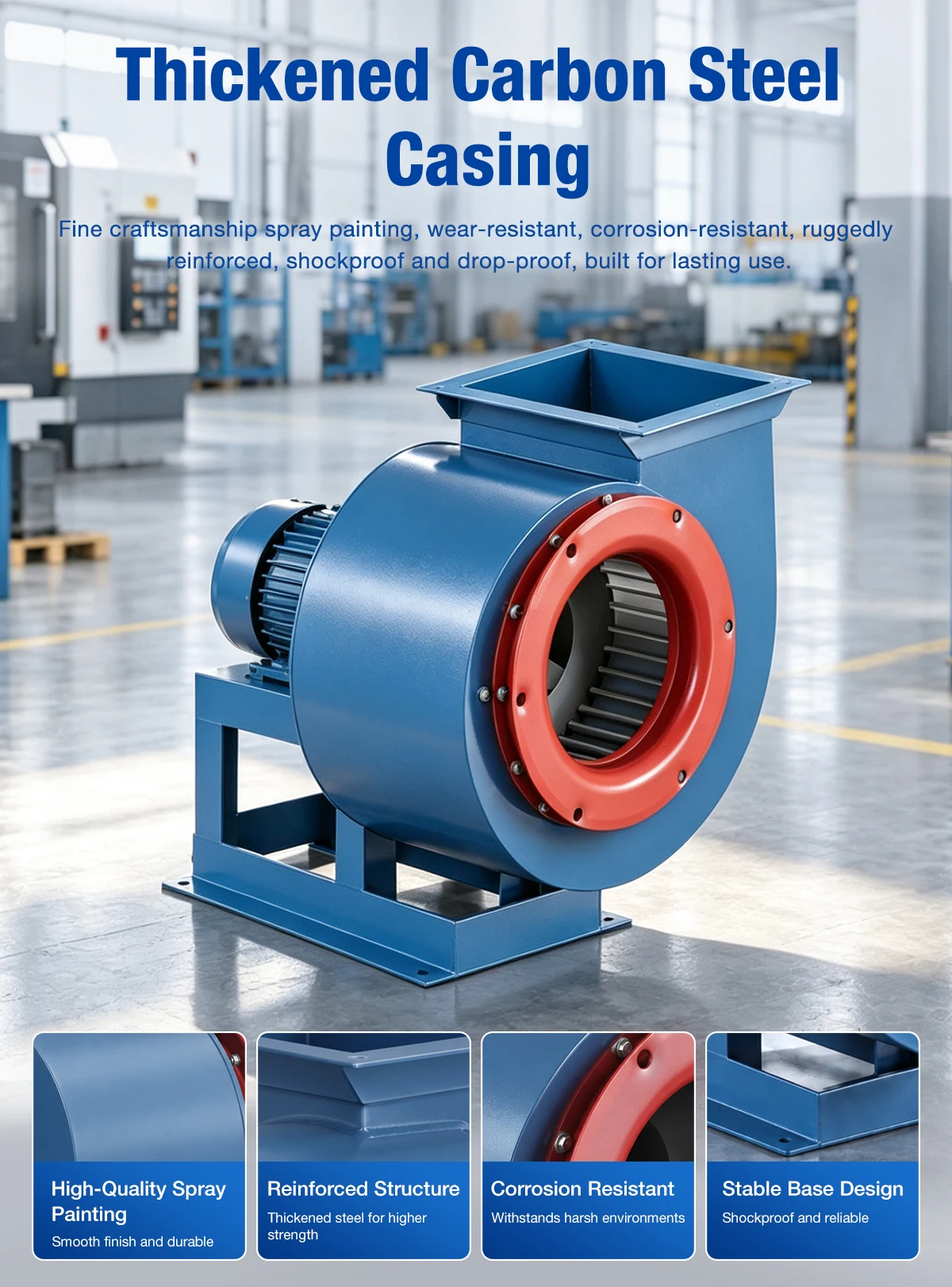 Thickened carbon steel casing of LWFDF11-62 centrifugal fan