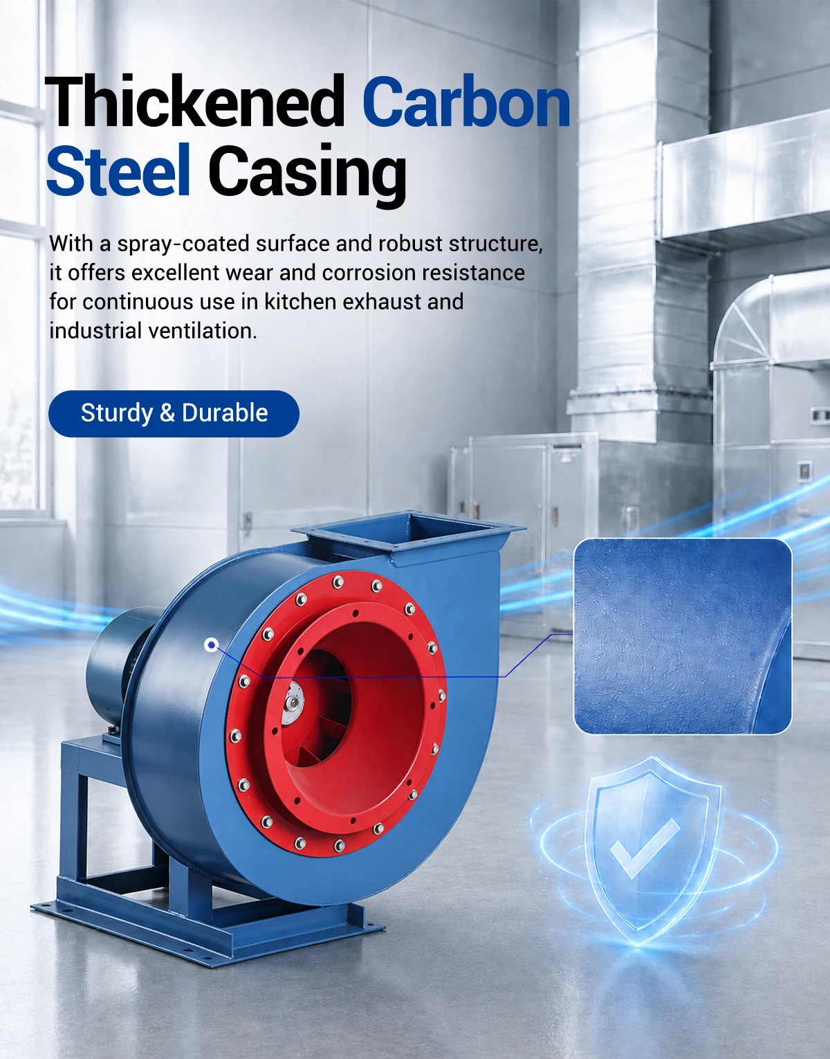 Thickened carbon steel casing of LWKXF2A/B centrifugal fan