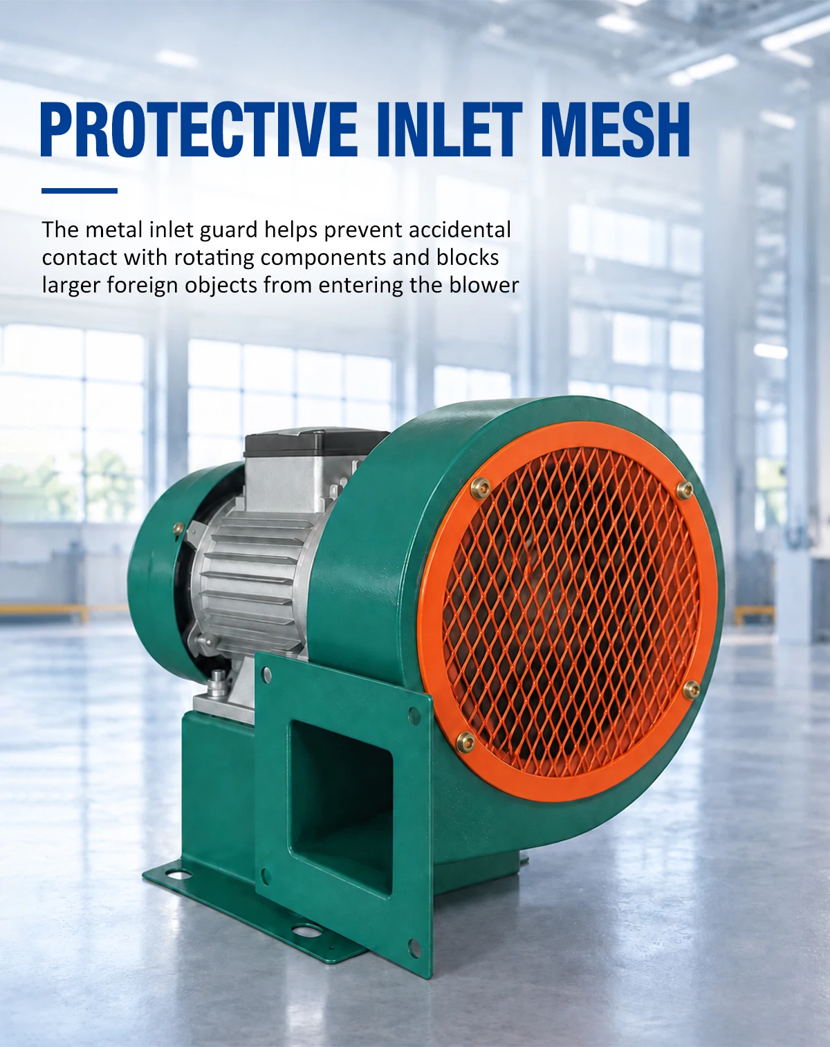 Protective metal inlet mesh guard of LWLDB noise centrifugal blower