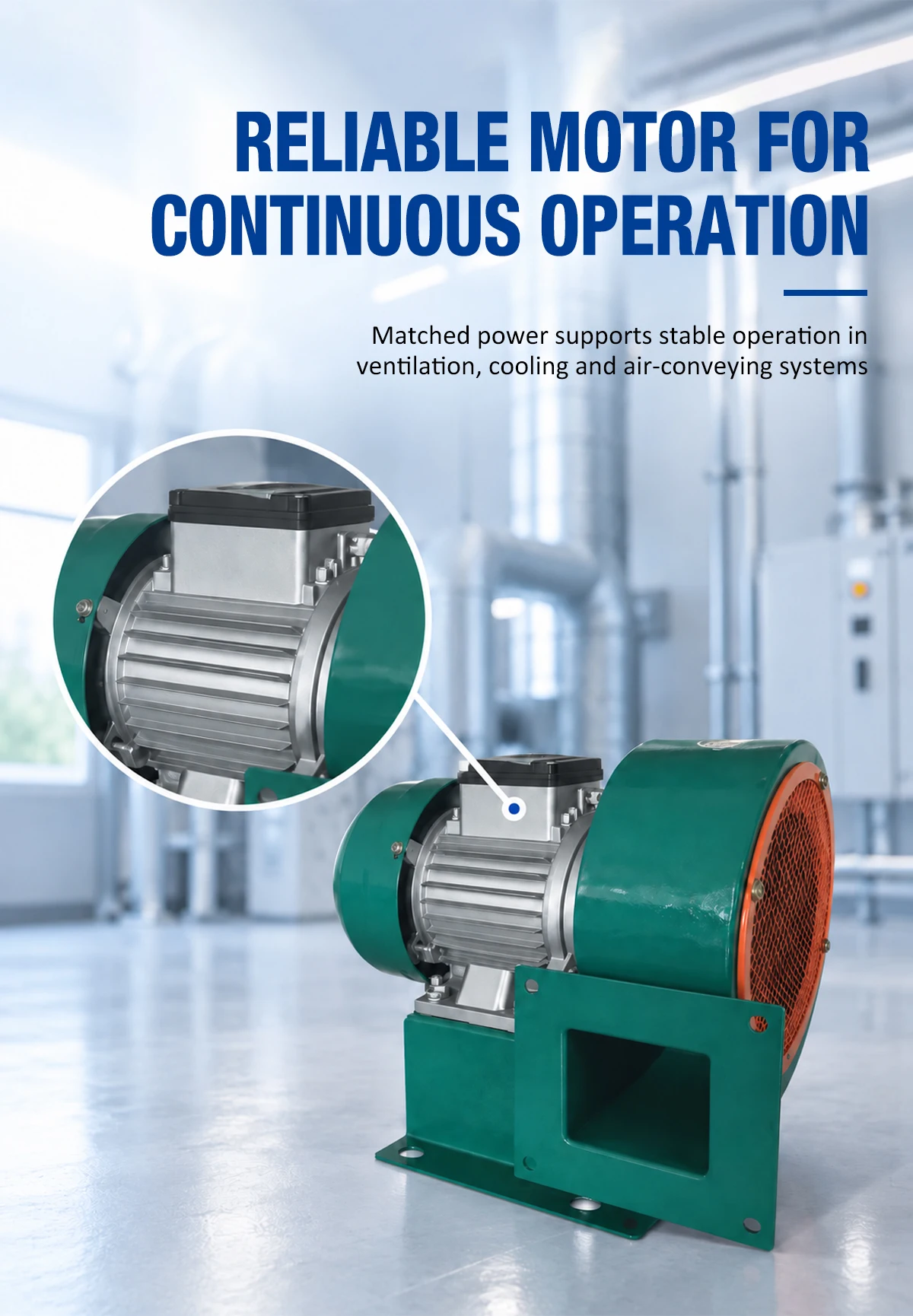 Reliable motor of LWLDB noise centrifugal blower for continuous operation