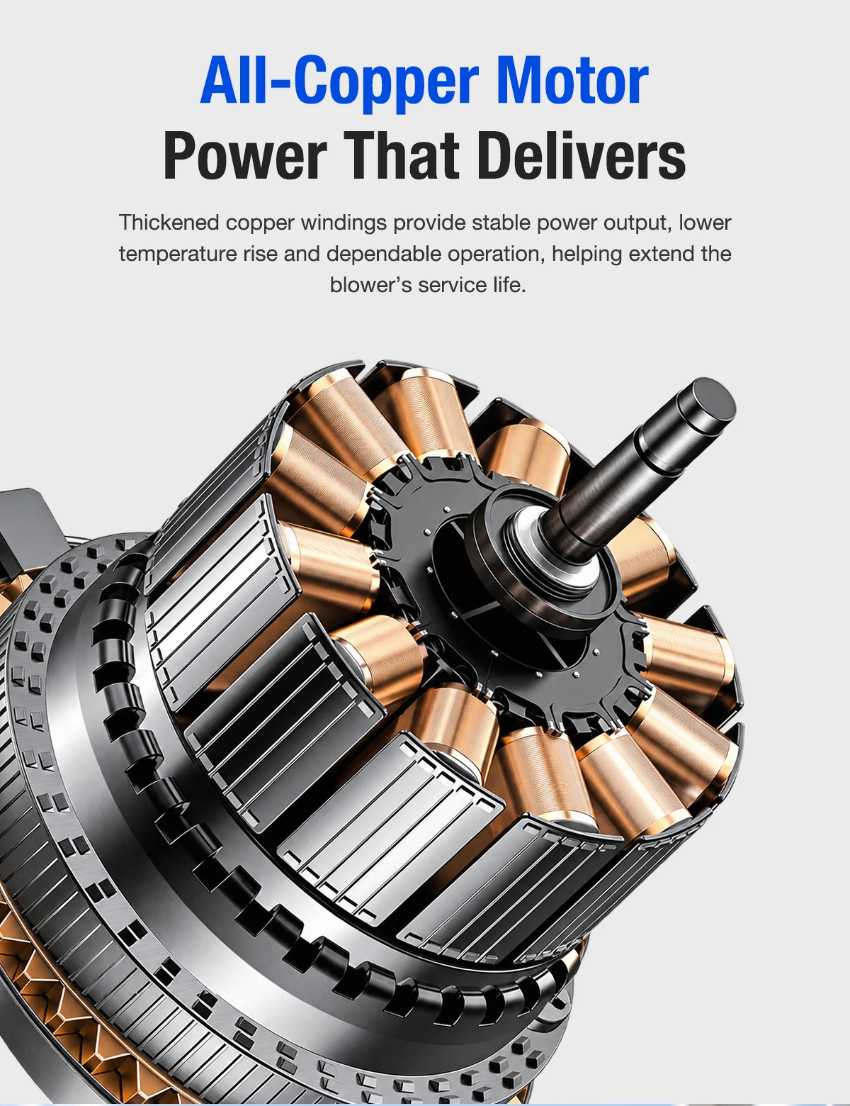 All-copper motor construction of LWMPF middle pressure blower
