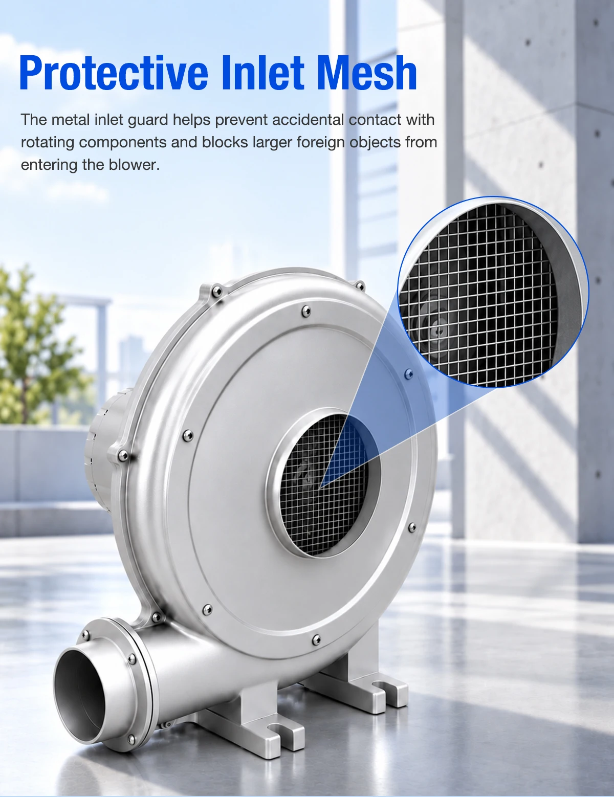 Protective inlet mesh of LWMPF middle pressure blower