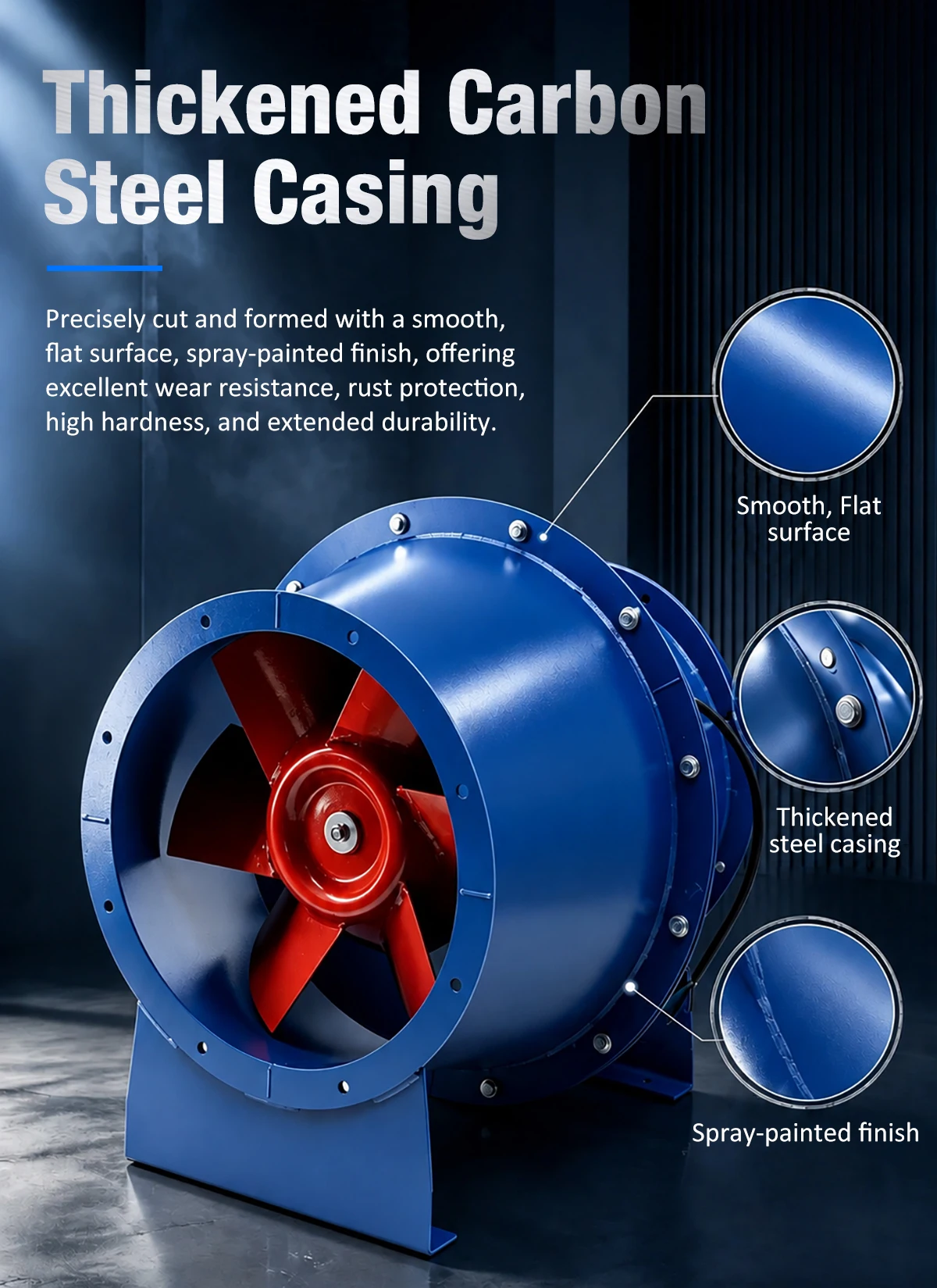 LWSJG thickened carbon steel casing with flanged duct connections