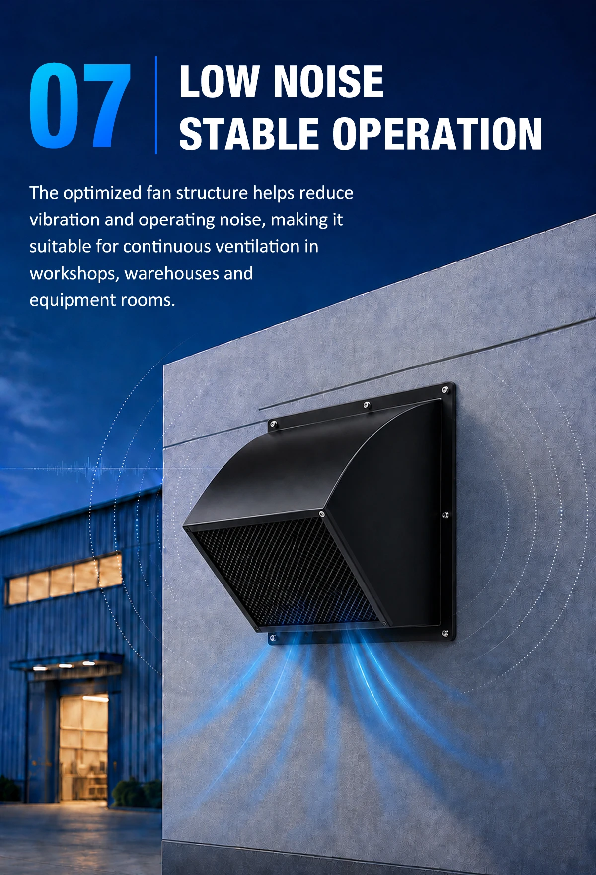 LWWEX-OR operating quietly and stably on a building exterior