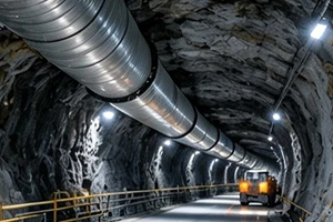 Mining ventilation system using heavy-duty LWFDF4-2X79E centrifugal fans