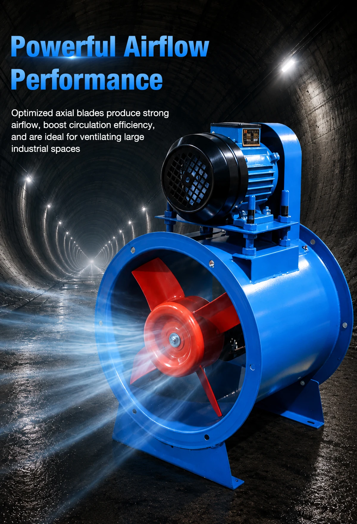 LWAF40 fan demonstrating powerful airflow performance in an industrial setting