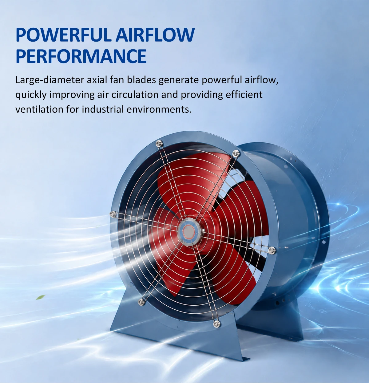 LWSF fan demonstrating powerful airflow performance in an industrial setting