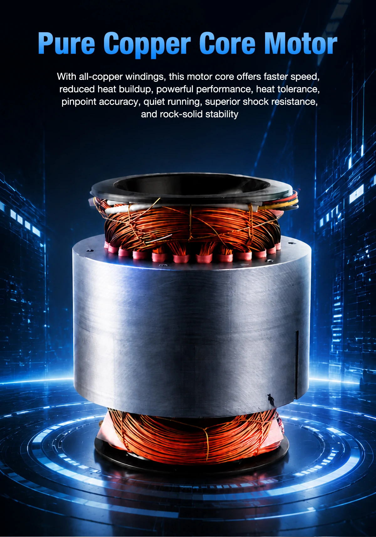 Detailed view of the pure copper core motor used in the LWAF40 fan