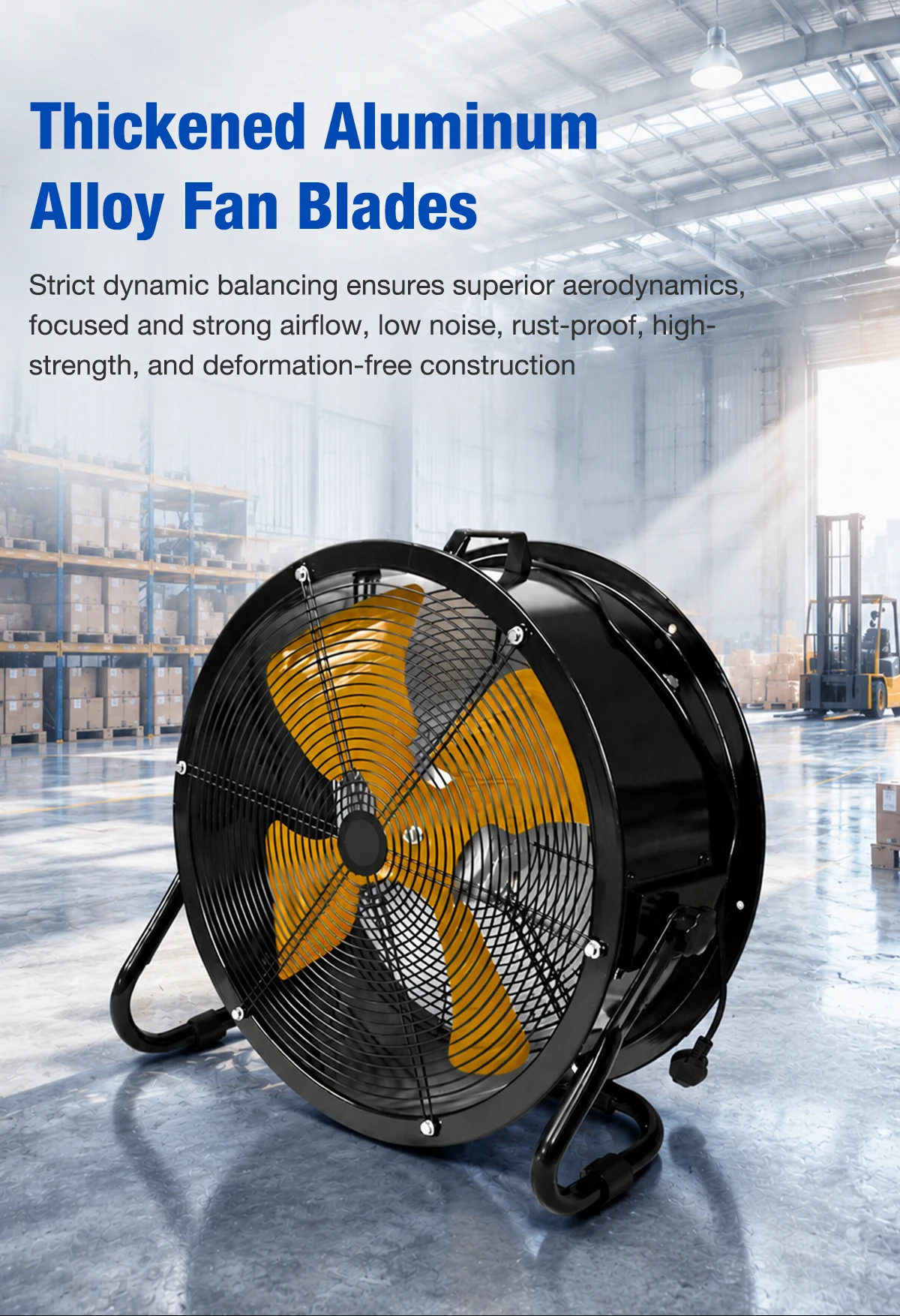Thickened aluminum alloy fan blades inside the LWSFE casing