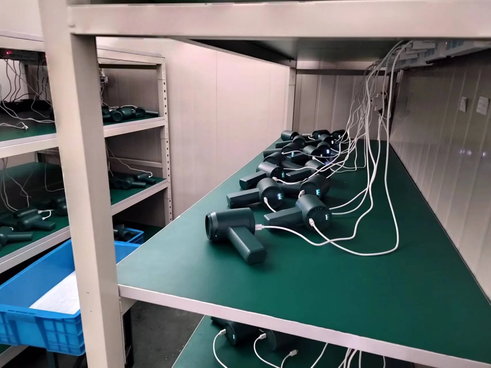Electrical test stations supporting production review.