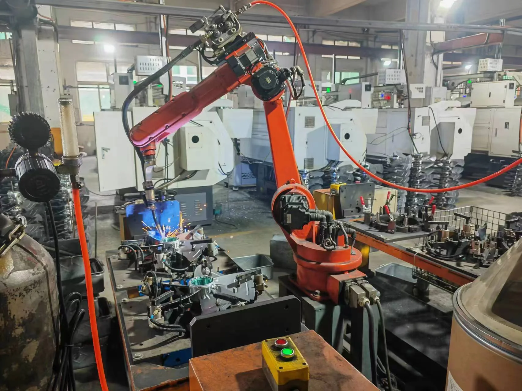 Robotic welding capability in the manufacturing environment.