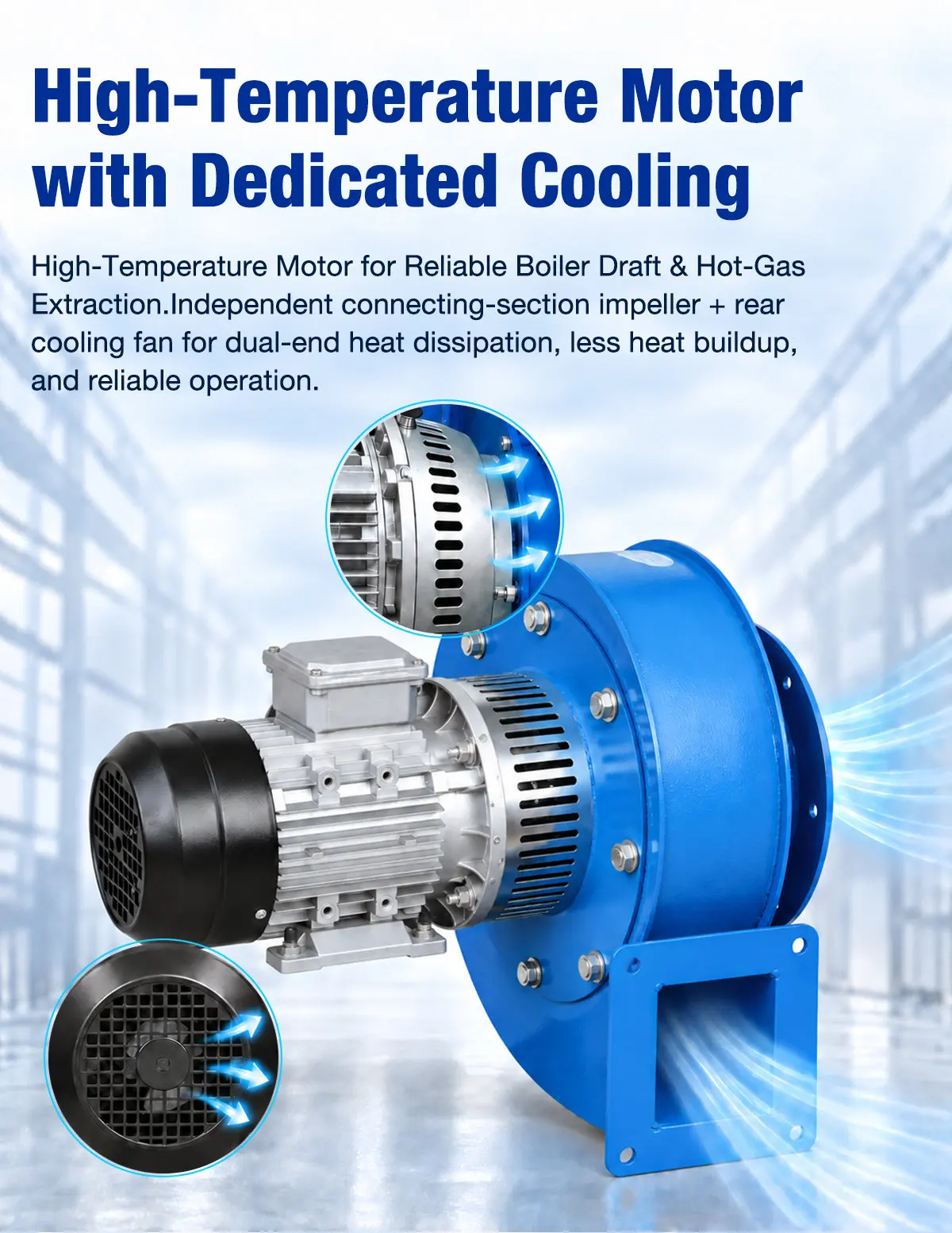 High-Temperature Motor with Dedicated Cooling Impeller