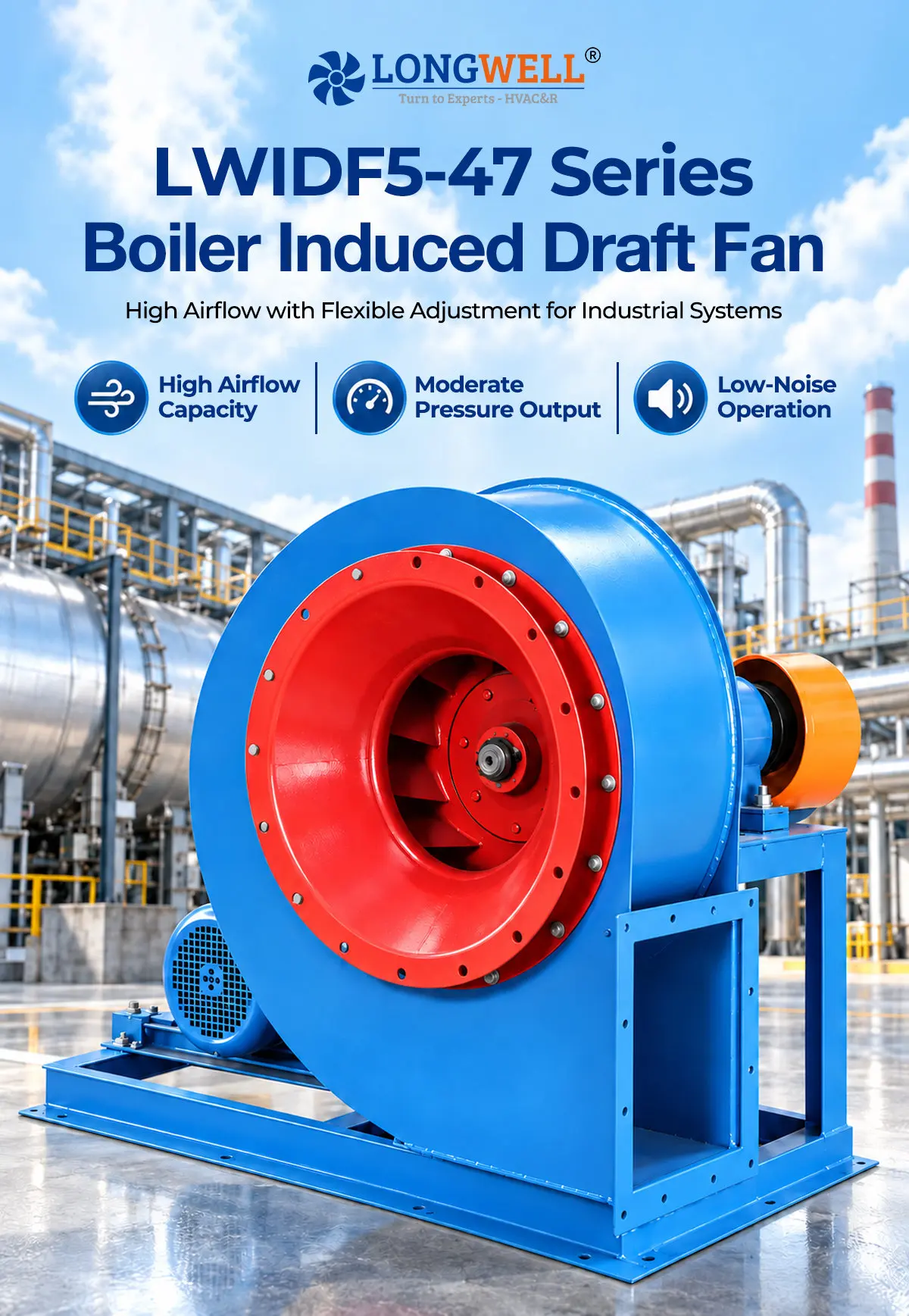 LONGWELL LWIDF5-47 boiler induced draft fan for exhaust and dust extraction